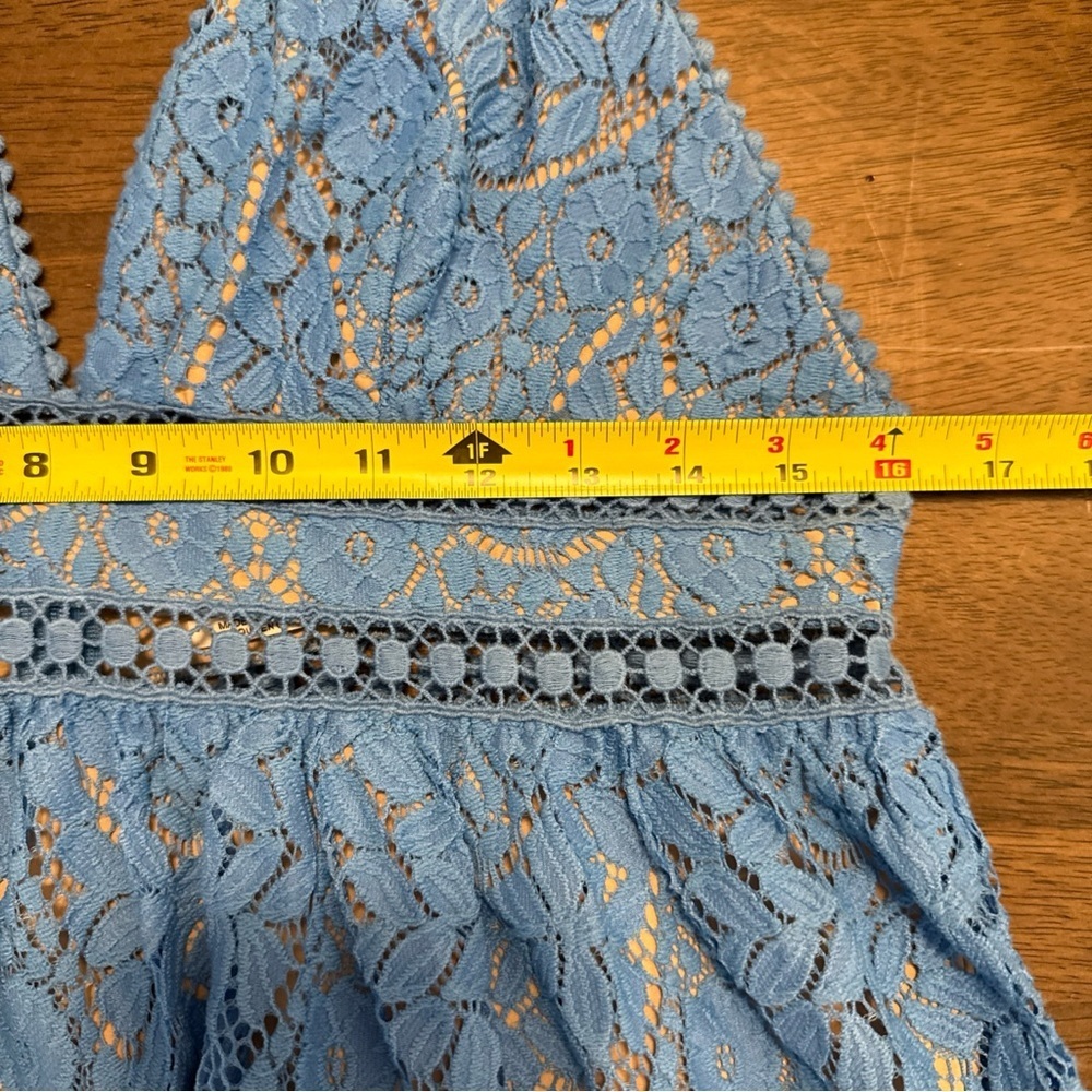 Saylor Safia Lace Sleeveless Adjustable Straps Tiered Midi Dress Blue Size Large - Picture 9 of 11